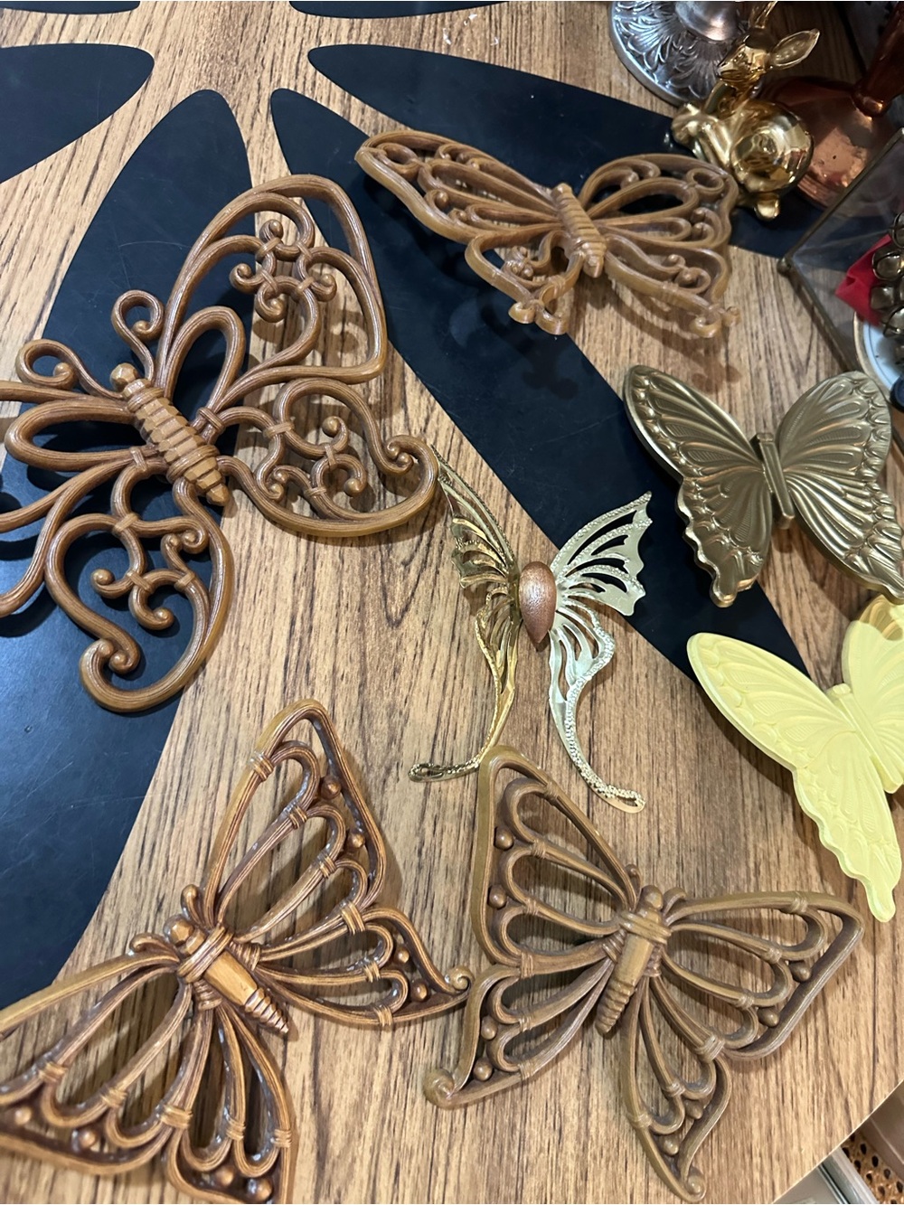 Vintage Decorative Butterfly Wall Accent Set - Brown/Gold - yellow - lot of 7